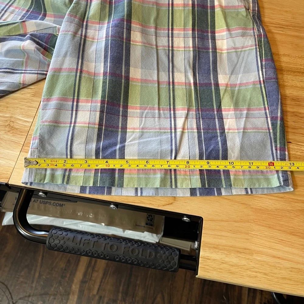 Nautica‎ Mens Plaid Flat Front Shorts Blue Green Pink 100% Cotton Size 36W